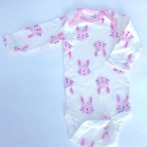 NWOT bunny onesie with gold crowns 100% cotton
